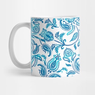 Blue Paisley White Background Mug